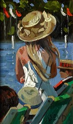 Beside the Thames, Henley Regatta by Sherree Valentine Daines - Original Painting on Board sized 5x8 inches. Available from Whitewall Galleries